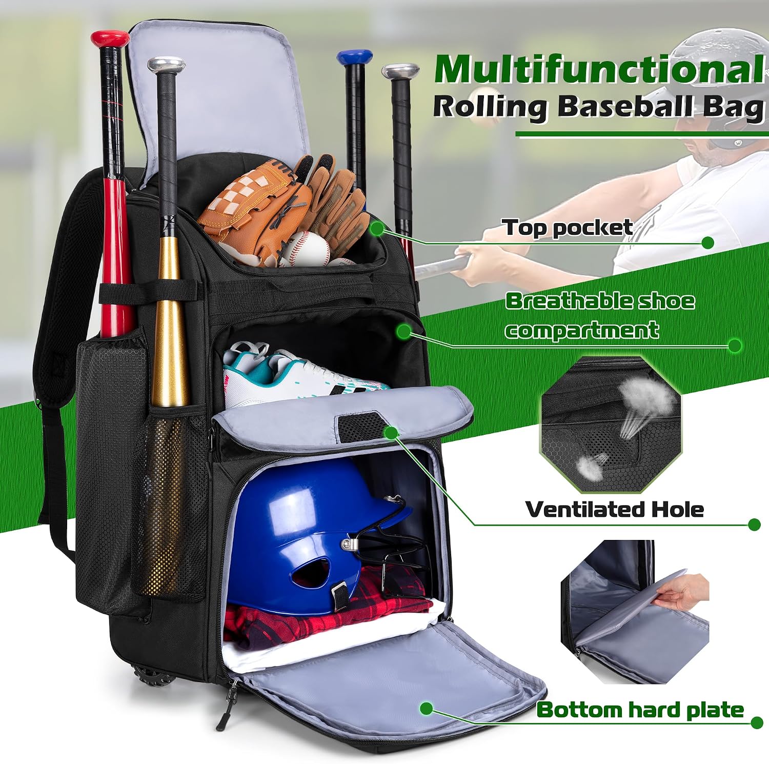 Plecak na kółkach do baseballu – Sports Equipment Bag With Wheels recenzja i cena